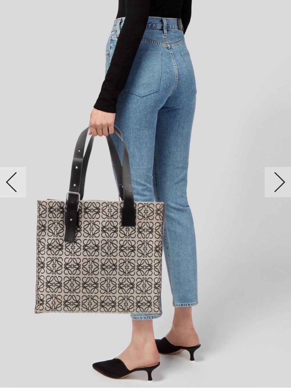 Loewe Canvas Tote Bag with Black Patterned Print - Picture 2 of 6